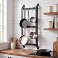 MorningRo 37” Pot and Pan Hanging Rack Wall Mounted, 3 Tier Iron Vertical Hanging Pan Organizer Shelf with 8 S Hooks Hanger for Kitchen Utensils, Space Saving Storage for Cookware by MorningRo