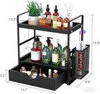 LEMIKKLE Bathroom Counter Organizer with Basket, Bathroom Organizers and Storage,Skincare Organizers for Vanity,Storage Organizers for Bathroom, Kitchen, Dresser (Black with Drawer) - Image 3