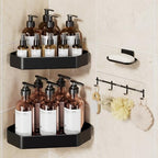 Veken Aluminum Corner Shower Caddy 4-Pack, Never Rust&Large Capacity, Black by Veken