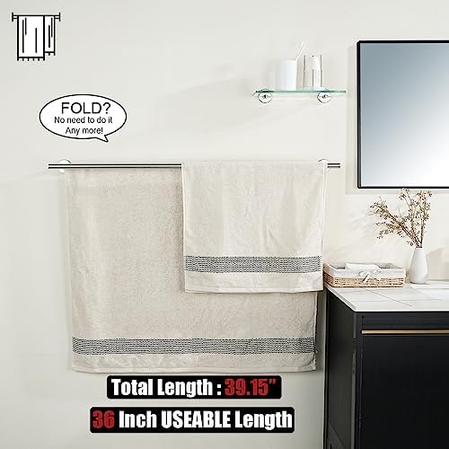 JQK Double Bath Towel Bar, 39 Inch 304 Stainless Steel Thicken 1mm Towel Rack for Bathroom, Bath Towel Holder Brushed Wall Mount, Useable Length 36 Inch, TB100L36-BN - Image 3