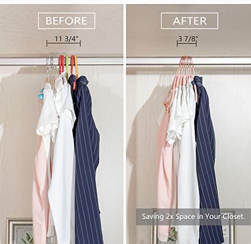 MIZGI Premium Velvet Pants Hangers with Clips (Pack of 20) Slim Skirt Hangers- Non Slip Felt Outfit Dress Hangers Blush Pink - Copper/Rose Gold Hooks,Space Saving Shirt Clothes Hangers - Image 5
