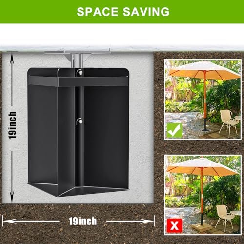 Dolibest Heavy Duty In-Ground Umbrella Base, All-Steel Ground Umbrella Stand, Universal Patio Umbrella Anchor, Space-Saver Design for Outdoor Offset Cantilever and Middle Pole Patio Umbrellas - Image 4