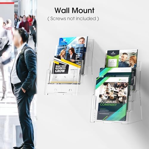MaxGear Acrylic Brochure Holder 6 x 9 Inch, 4 Tier, 4 Pack - Image 4