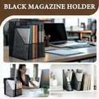 Sliner 6 Pack Black Metal Magazine Holder Mesh Steel Document Rack 1 Section File Organizer Extra Wide Magazine Folder Storage Desk Tidy for Office Home, 12.6"x 9.8"x 3" - Image 6