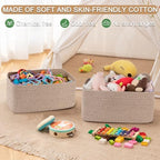 OIASKET Large Storage Basket for Organizing, Woven Rope Basket for Shelves, Closet Organizer Bins for Clothes, Blanket, Toys, Baby Nursery Storage, 17.7" x 13" x 7.87", 2 Packs Brown - Image 4