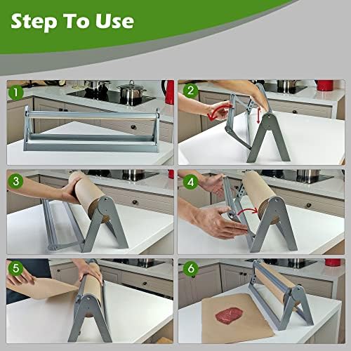Ecohu 24in Wrapping Paper Roll Cutter - Holder Dispenser for Butcher Freezer Craft Paper Rolls with Updated Serrated Blade for Gift Wrap. Non-Slip Cutting Tool for Kitchen, Craft Room-Set on Tabletop - Image 5