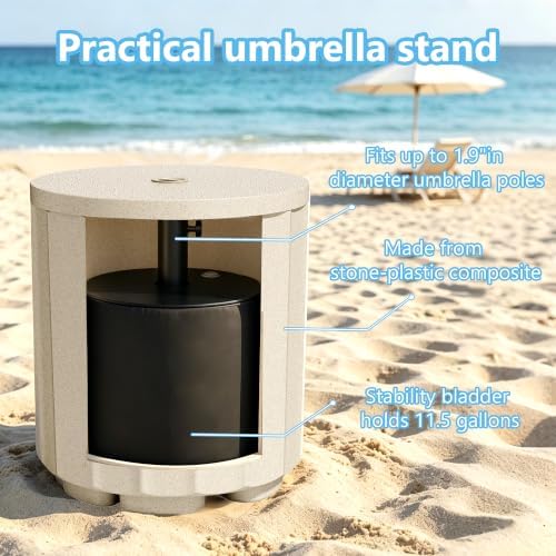 NicBex 2 in 1 Umbrella Stand Table with 1.5 Inch Hole, Beige - Image 3