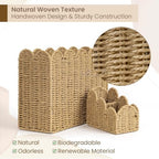 AELS Hand Woven Scalloped Basket Set, Magazine Rack & Remote Control Holder - Image 4