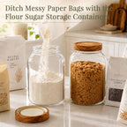 CONNOO 2Pcs-135oz Flour Sugar Storage Containers with Wood Lids - Image 2