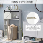 GIANTEX Over The Toilet Storage Cabinet - Freestanding Bathroom Organizer with Sliding Barn Door & Storage Shelves, Multifunctional Bathroom Toilet Rack for Bathroom, Restroom, Laundry (White) - Image 6