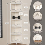 6 Tier Corner Shelf Stand, 54.4", Marble White - Image 6