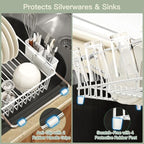 MAJALiS White Expandable Dish Drying Rack Over Sink with Extra Drying Mat - Image 5