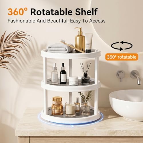 Yesland 3 Tier Lazy Susan Turntable - 12'' Round Tiered Rotating Kitchen Spice Organizer and Non-Skid Organization Storage Container - Tiered Tray for Fruit, Snacks, Cosmetic, Pantry, Bathroom(Grey) - Image 7