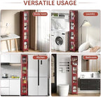 VECELO 4-Tier Narrow Storage Cabinet with Wheels, Red - Image 6