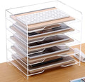 SANRUI Acrylic Paper Organizer Letter Tray for Desk, 5 Tier Enlarged File Sorter,Clear File Holder Desktop Shelf Document Storage for School Office Home by SANRUI