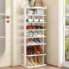 HOMEFORT 7-Tier Wood Shoe Rack, Double Rows 7-Tier Shoe Shelf, Shoe Storage Stand, Entryway Shoe Tower, Vertical Shoe Organizer Perfect for Narrow Closet, Entryway, Hallway, Bedroom in White by HOMEFORT