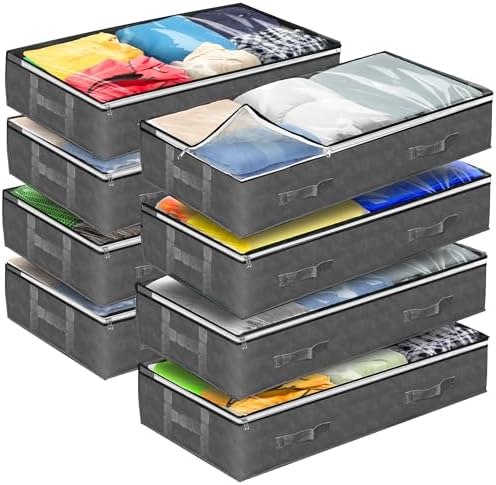 Reli. 90L Under Bed Storage with Clear Window, 8 Pack | Closet Storage Bins by Reli