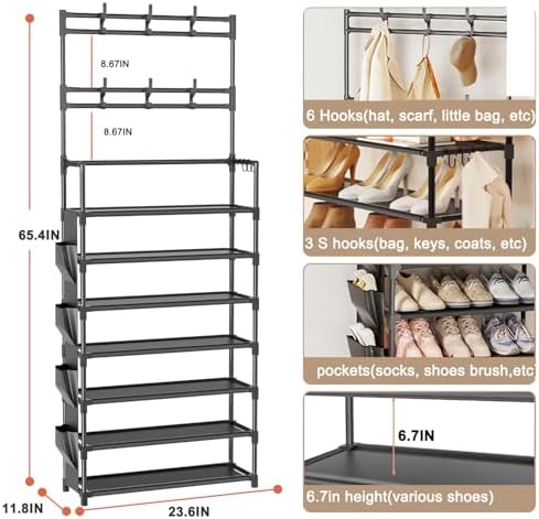 OYREL Shoe Rack 7 Tier Shoe Organizer Storage 21-28 Pairs - Image 3