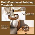 Wooden Lazy Susan – 12 in Acacia Wood Turntable Organizer for Cabinet，Multi-Purpose Home Decor Rotating Tray for Bathroom Accessories, Bedroom Makeup Organizer & Countertop Storage - Image 3