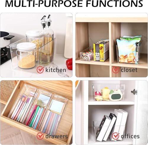 Clear Plastic Storage Bins 8 Pack - Pantry Organizers and Storage, Fridge Organizer Containers for Kitchen, Cabinet, Freezer, Bathroom, Clost, Home Organization - Image 3