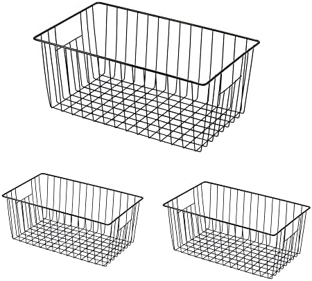16inch Freezer Wire Storage Organizer Baskets, Household Refrigerator Bins with Built-in Handles for Cabinet, Pantry by Y.Z.Bros
