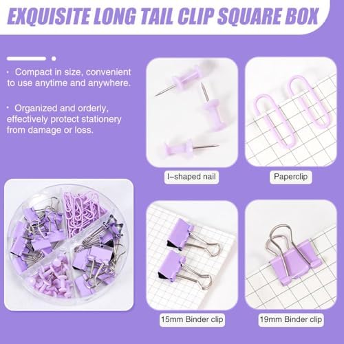 Gawsey Desk Organizers and Accessories with Desk Organizer 360° Rotating Pen Holder and Office Supplies, Cute Stationery Supplies Set (Purple) - Image 6