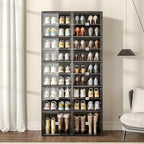 Vipbox Shoe Rack Organizer Cabinet for Closet Entryway,Clear Shoe Storage Boxes Stackable Sneaker Storage with Door Easy Assembly Black Shoe Cabinet with Lids Large 9 Tiers 36 Pairs - Image 6