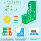Glenmal 12 Pack Magazine File Holder Organizers Vertical Desk, Colorful - Image 3