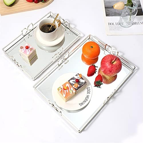 Large Silver Mirrored Tray with Elevated Ball Feet, 14x10 Entire Length Perfume Organizer for Dresser, Modern Minimalist Bathroom Counter Vanity Storage - Image 5