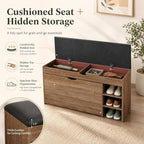 Shoe Storage Bench with Cushion, Rotating Rack for Entryway - Image 5