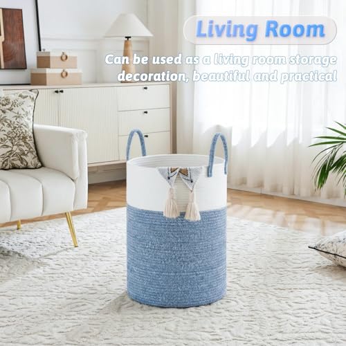 Laundry Basket,Woven Cotton Rope Laundry Hamper,100L for Decor Storage of Dirty Clothes,Toys and Blankets in Bathroom,Baby Room and Living Room - Image 2