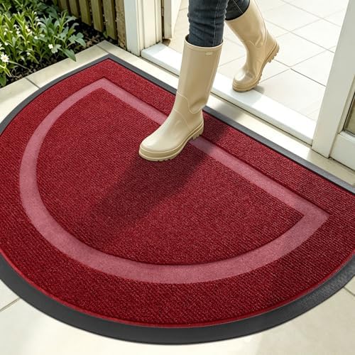 OLANLY Half Circle Front Door Mat Outside 35x23 All-Season Rubber Doormat by OLANLY