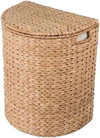 KOUBOO Seagrass Half Moon Basket, Handwoven Laundry Hamper Basket with Lid, Handles, & Removable Liner, Home Decor and Organization, Natural by KOUBOO