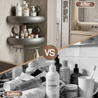 Shower Caddy Suction Cup（2-Pack Gray）, No-Drilling Corner Bathroom Organizer,Rust Proof Shower Shelf for Inside Shower with Removable Hooks & Towel Bar - Image 7