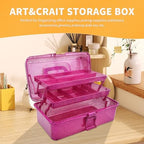 3-Tier Stackable Storage Organizer Box, Art & Craft Storage Container, Carry Tackle Organizer, Medicine Cosmetic for Art Supply Makeup Hair Accessories Painting Tools (Hot Pink) - Image 5