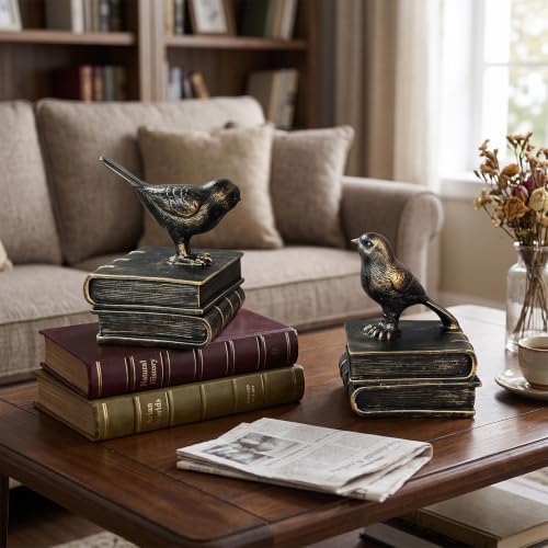 Dosker Bird Decorative Book Ends for Shelves (Retro Bronze) - Image 6
