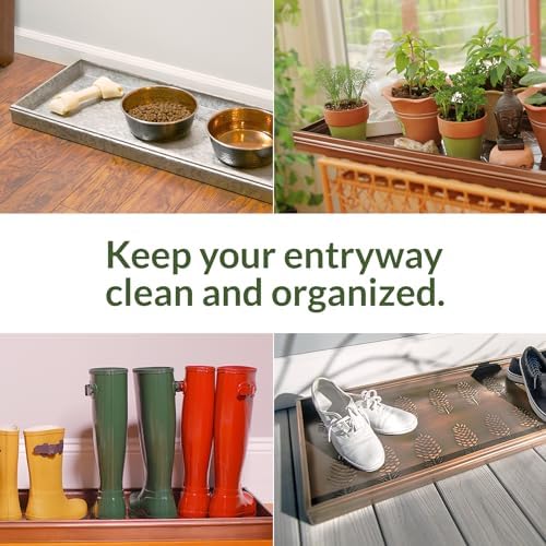 Good Directions Large Boot Tray, Squares Multi-Purpose All Weather Decorative Boot Tray, Shoes, Plants, Garage, Patio Door, Pet Bowls, 34 inch Entry Indoor Shoe Tray, Copper Finish - Image 2