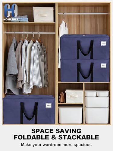 HOMESURE Supports 200lbs Heavy Duty Moving Bags - Strong Zipper & Wrap-Around Handles - Water-Resistant Storage Totes, Durable Alternative to Moving Boxes - 8 Pack - Blue - Image 6