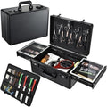 Yueieoun Barber Case 6 Clippers Sliding Tray, Profesional Barbers Briefcase Tool Case, Barber Cases for Clippers and Supplies, Hair Scissors Trimmer Organizer, Salon Hair Grooming Hard Travel Suitcase by Yueieoun