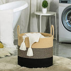 KAKAMAY Large Blanket Basket (18"x18"x16"),Woven Baby Laundry Hamper for Storage, Cotton Rope Blankets Baskets for Nursery, Laundry, Living Room, Pillows, Baby Toy Chest with Handles (Black) - Image 5
