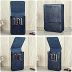 Top Grain Genuine Leather 6 Pen/Pencil Tray Case Organizer, Minimalist Design No Logo, Handmade, Magnetic Closure with Drawer Design, Gift Choice for Man/Woman/Office, Glossy Blue, 6 Slots - Image 2