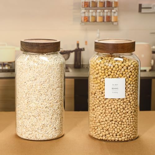 KEYWING 88oz Glass Jars w/Acacia Lids for Flour & Sugar Storage Containers - Image 4
