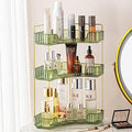 shuang qing 3-Tier Corner Bathroom Counter Organizer – Classic Storage Shelf for Makeup, Perfume & Toiletries, Space-Saving Countertop Tray Fits Bathroom, Dresser, Kitchen (Sage Green) by SHUANGQING