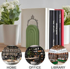 Whaline 4 Pcs Boho Wooden Arch Bookends, Sage Green Rainbow, 4 Colors - Image 4