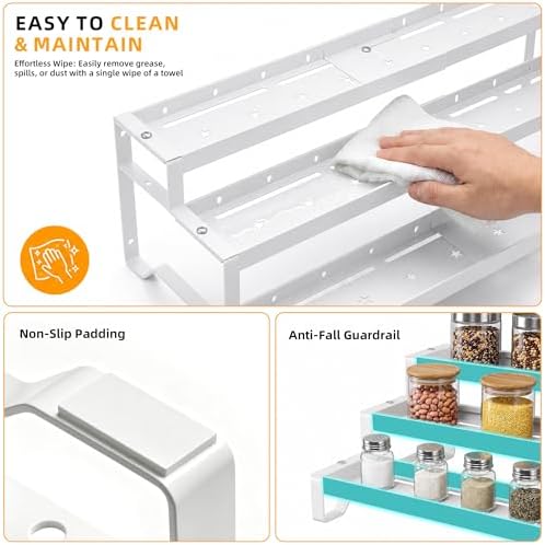 2 Pack Spice Rack Organizer for Cabinet, 13-21.5" Expandable Spicy Shelf - Image 5
