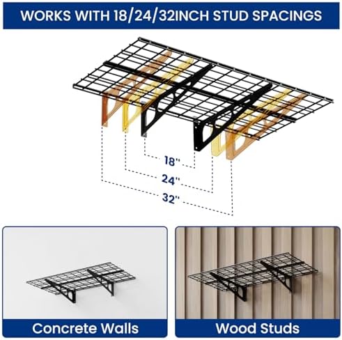 FLEXIMOUNTS 2-Pack 2x4ft Garage Shelving with Hooks, 600lbs Load, Black - Image 4