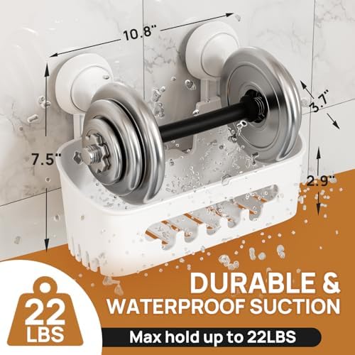 LEVERLOC Shower Caddy Suction Cup 2 Pack, Shower Organizer Removable Bathroom Shelf, Storage Suction Powerful Max Hold 22lbs Bathroom Caddy Waterproof Holder, White - Image 3