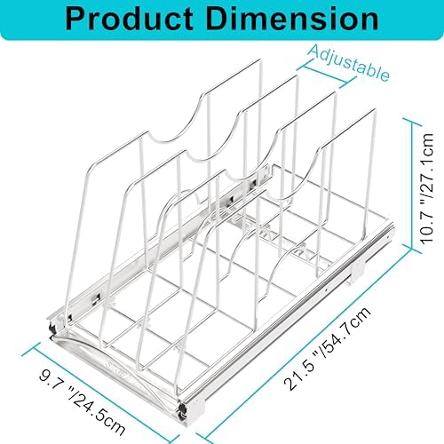 Pull Out Cookie Sheet Organizer, 10" W x 22" D x 11" H, Chrome - Image 2