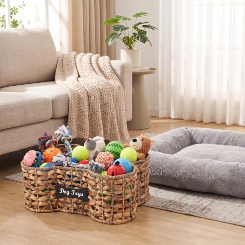 dog bone basket dog toy box Natural Seagrass & Rush Grass - Image 6