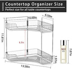 shuang qing 2-Tier Corner Bathroom Counter Organizer – Classic Storage Shelf for Makeup, Perfume & Toiletries, Space-Saving Countertop Tray Fits Bathroom, Dresser, Kitchen (Slate Gray) - Image 4